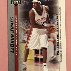 LEBRON JAMES 2003-04 UPPER DECK PHENOMENAL BEGINNING ROOKIE YEAR #17