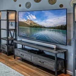 Entertainment Center With Tv Stand And Two Shelves For Sale