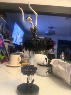 Bella Lux Skeleton Ballerina Figurine Halloween Decor Gothic Ballet 12” New