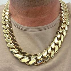 20mm Miami Cuban Link Gold Plated Chain Necklace 18k & 14k Crab Old School Regular Lock 
