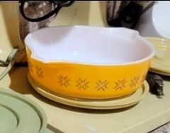 Small vintage orange pyrex dish Halloween Decorations