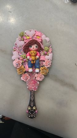 Teddy girl hand held mirror