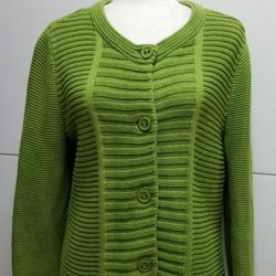 Jones New York Green Cardigan Sweater Sz L