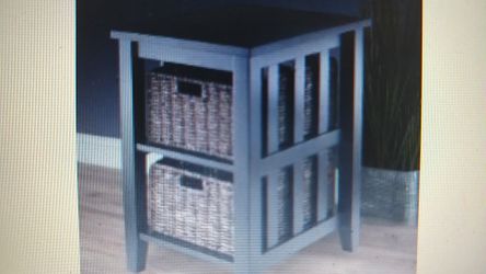 Winsome Wood Morris Accent Table with 2 Storage Baskets, Espresso