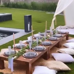 Picnic Tables, Balloom Decor & Marquee