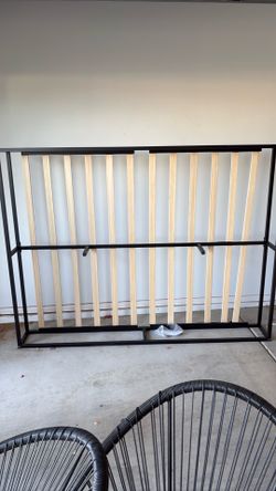 Queen size black steel bed frame