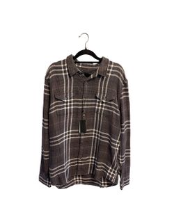 John Varvatos Iron Grey Flannel Shirt Mens Size Large