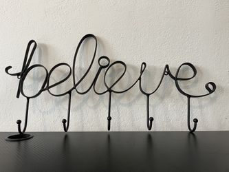 Wall Mounted ‘Believe’ Coat Rack (Iron)