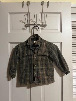 Woolrich Plaid Cotton Lined Coat Boys Size Medium Jacket With Pockets