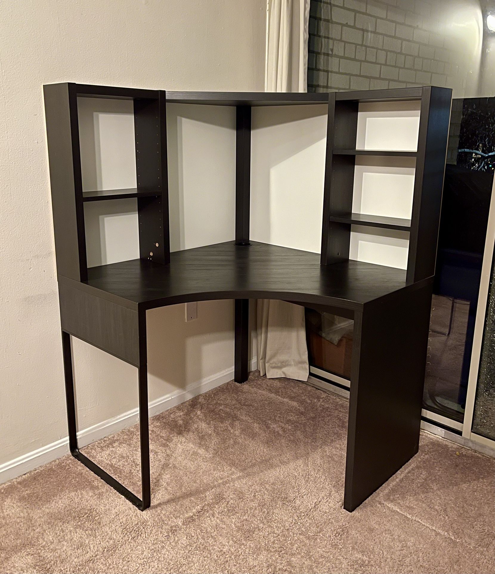 IKEA Corner Desk workstation, black-brown