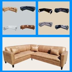 BRAND NEW 7X9FT SECTIONAL COUCHES SOFA,   Dakota Camel LEATHER 