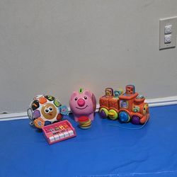 VTECH Bright Lights Soccer Ball / VTech Pop and Sing Animal Train / Fisher-Price Learning Piggy Bank