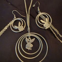 Playboy Bunny Matching Necklace And Earrings 