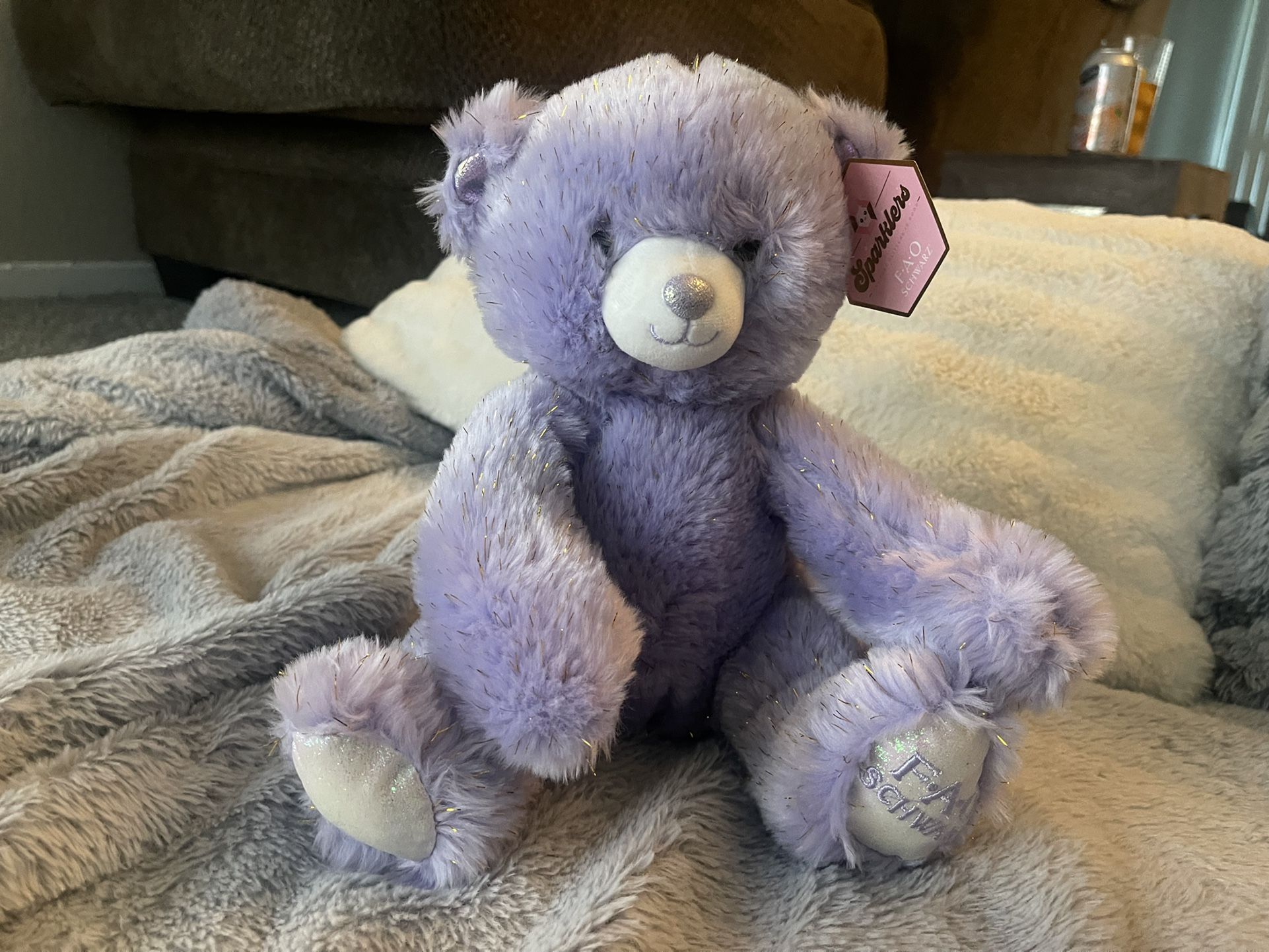 Purple Glitter stuffed teddy bear
