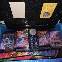 Mega Charizard X EX UPC Ultra Premium Collection Accessories  Promos, Playmat, Sleeves, dice and storage box all new!