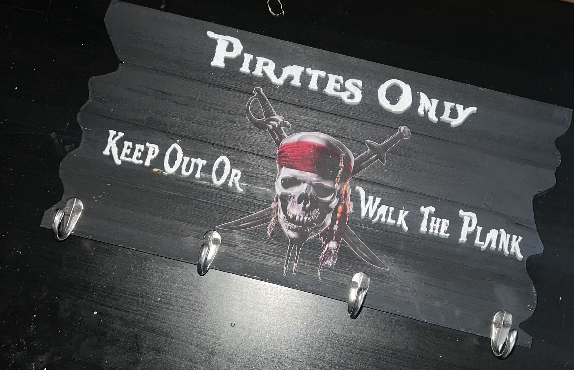 Pirate Wall Hook Wooden Plaque 
