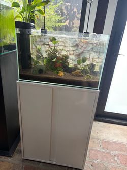 UNS 20-Gallon Rimless Aquascaping Aquarium with Cabinet, Lights & Filters