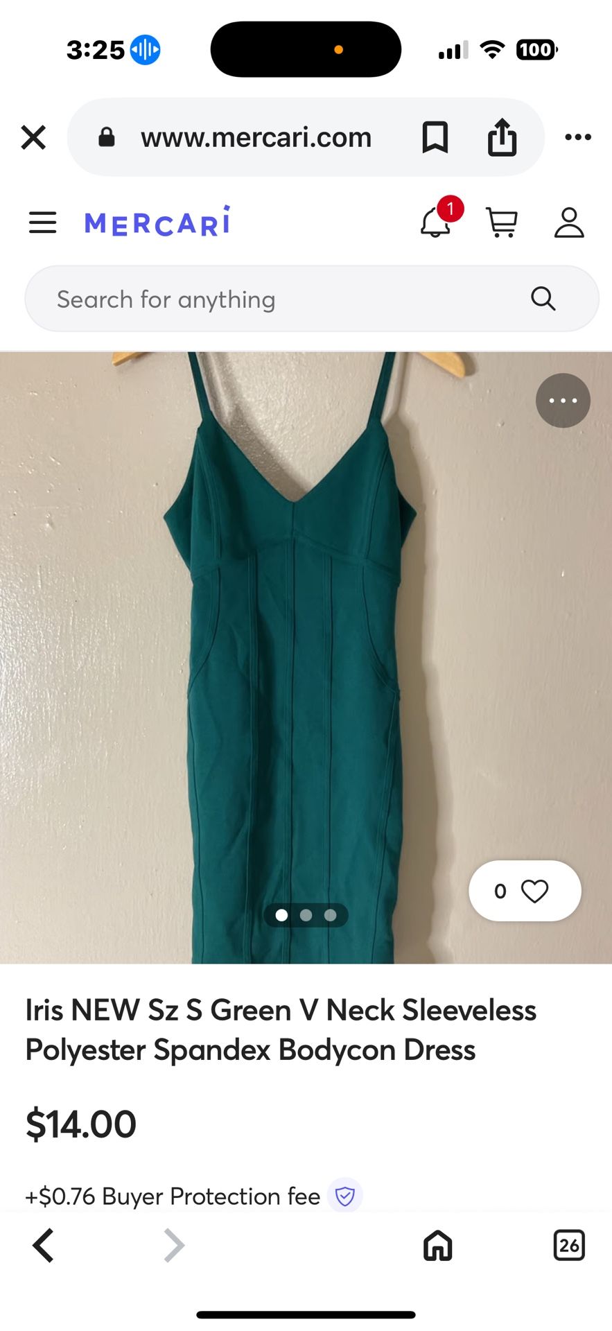 Green V-neck Sleeveless Dress by Iris
