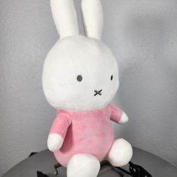 16" Miffy Bunny Sitting In Pink Dress Plush