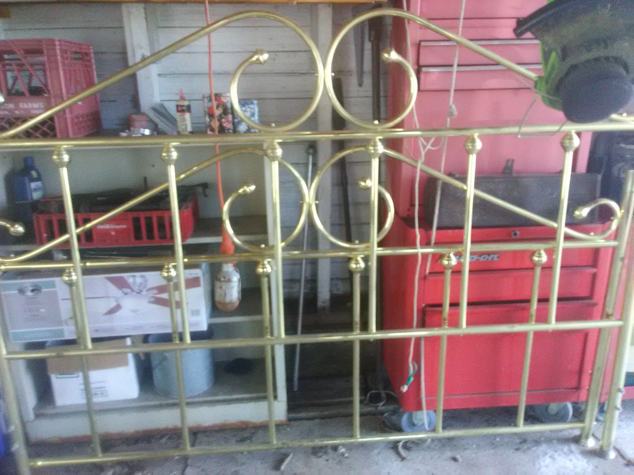 Brass plated bed frame queen size