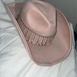 Soft Pink Sombrero With Diamonds 