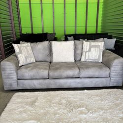 Good Starter Grey 2pc Sofa Couch Set (DELIVERY AVAILABLE)