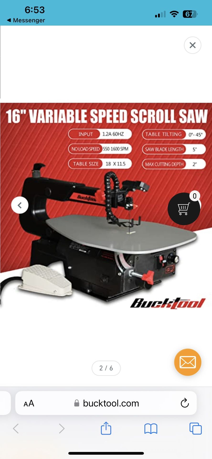 Bucktool 16” Variable Speed Scroll Saw With Foot Pedal Switch