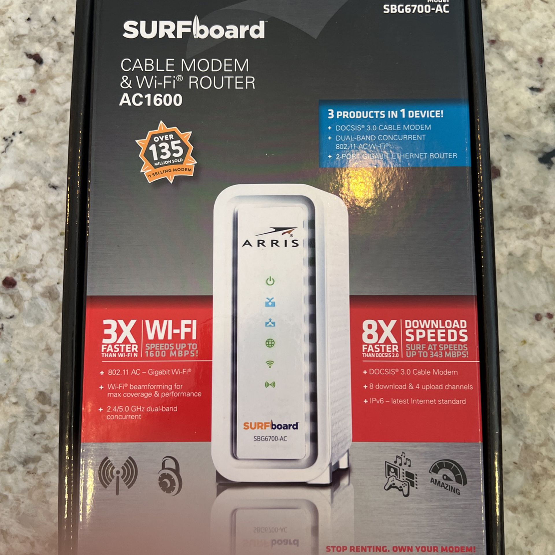 Arris Surfboard SBG6700AC DOCSIS 3.0 Cable Modem/Wi-Fi AC1600 Router