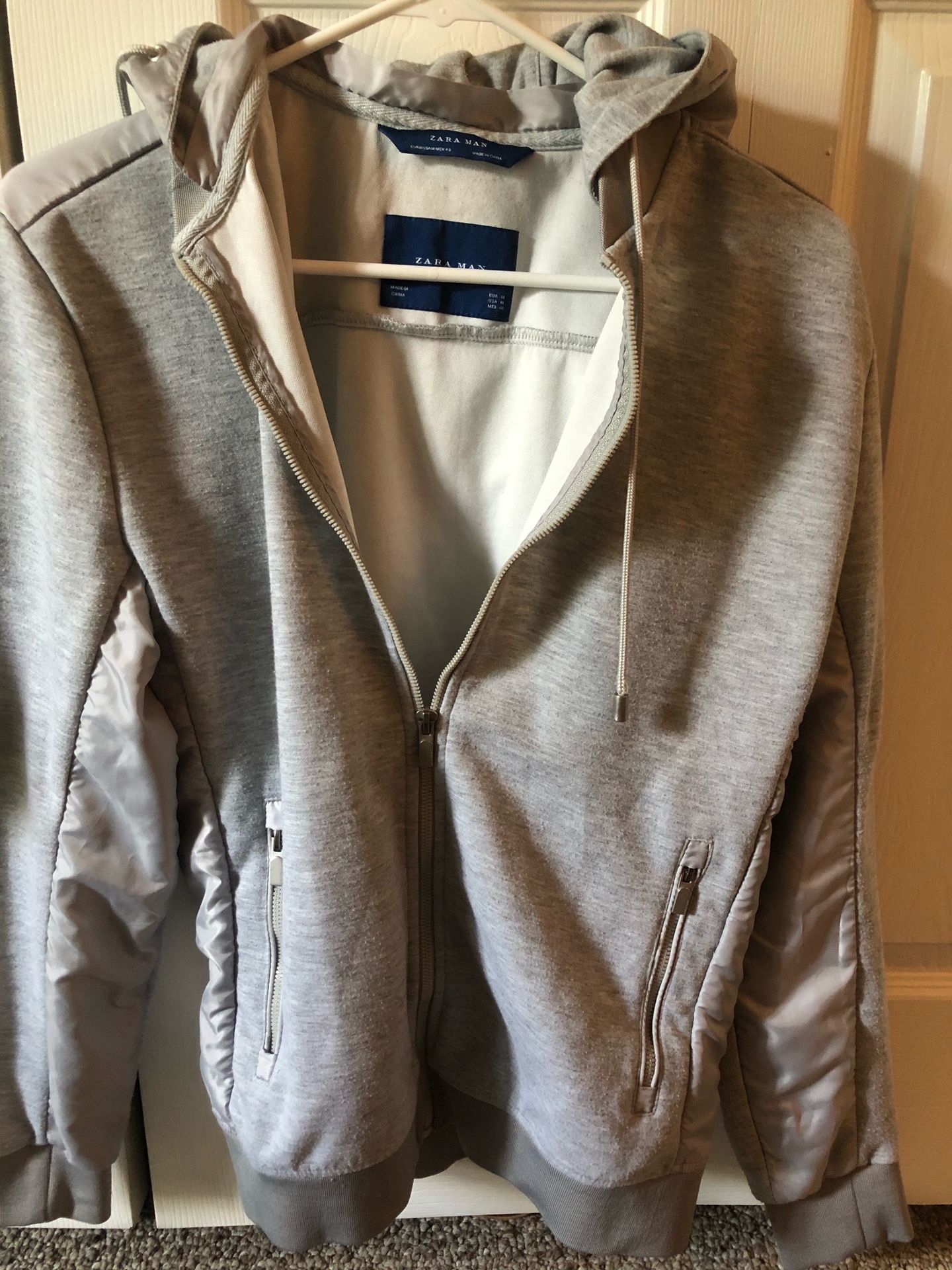 Zara Grey Reversible Hood Zip up Jacket