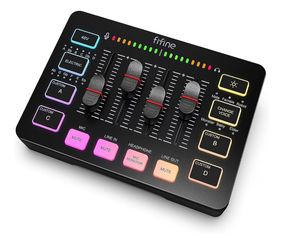 FIFINE Gaming/Streaming Microphone + RGB Audio Mixer + Boom Arm