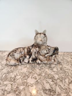 Crying Wolf Horse hair pottery, largev17" long 9"