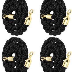 4 Black Stanchion Braided Ropes
