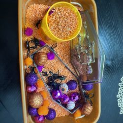 Holloween Theme Rice Sensory Bin