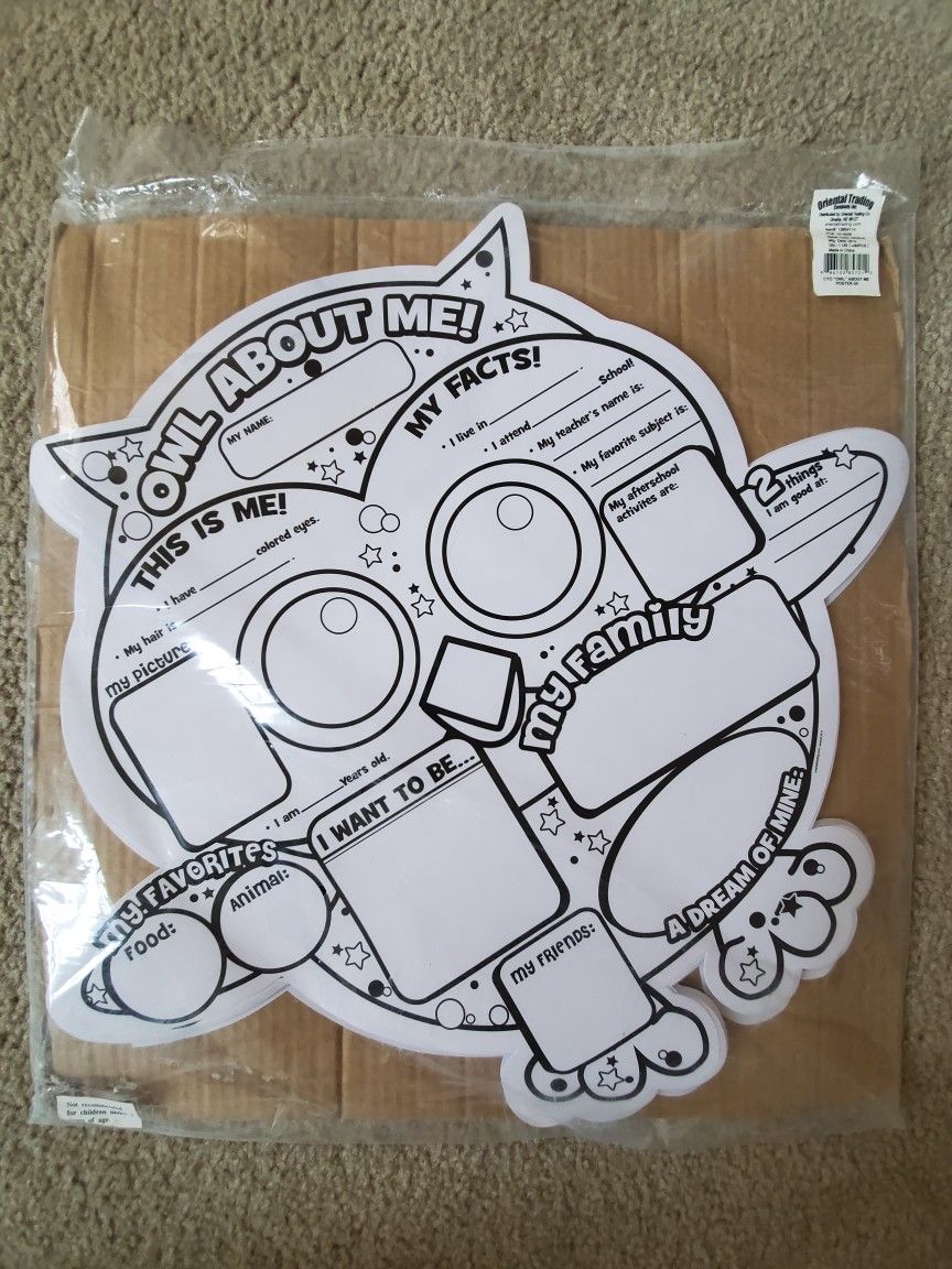 "All About Me” Owl Poster For Any Teacher - Poster de buho para colorear "Todo sobre mi"