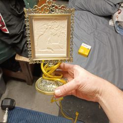 Victorian Lamp With A Porcelain Cat Photo