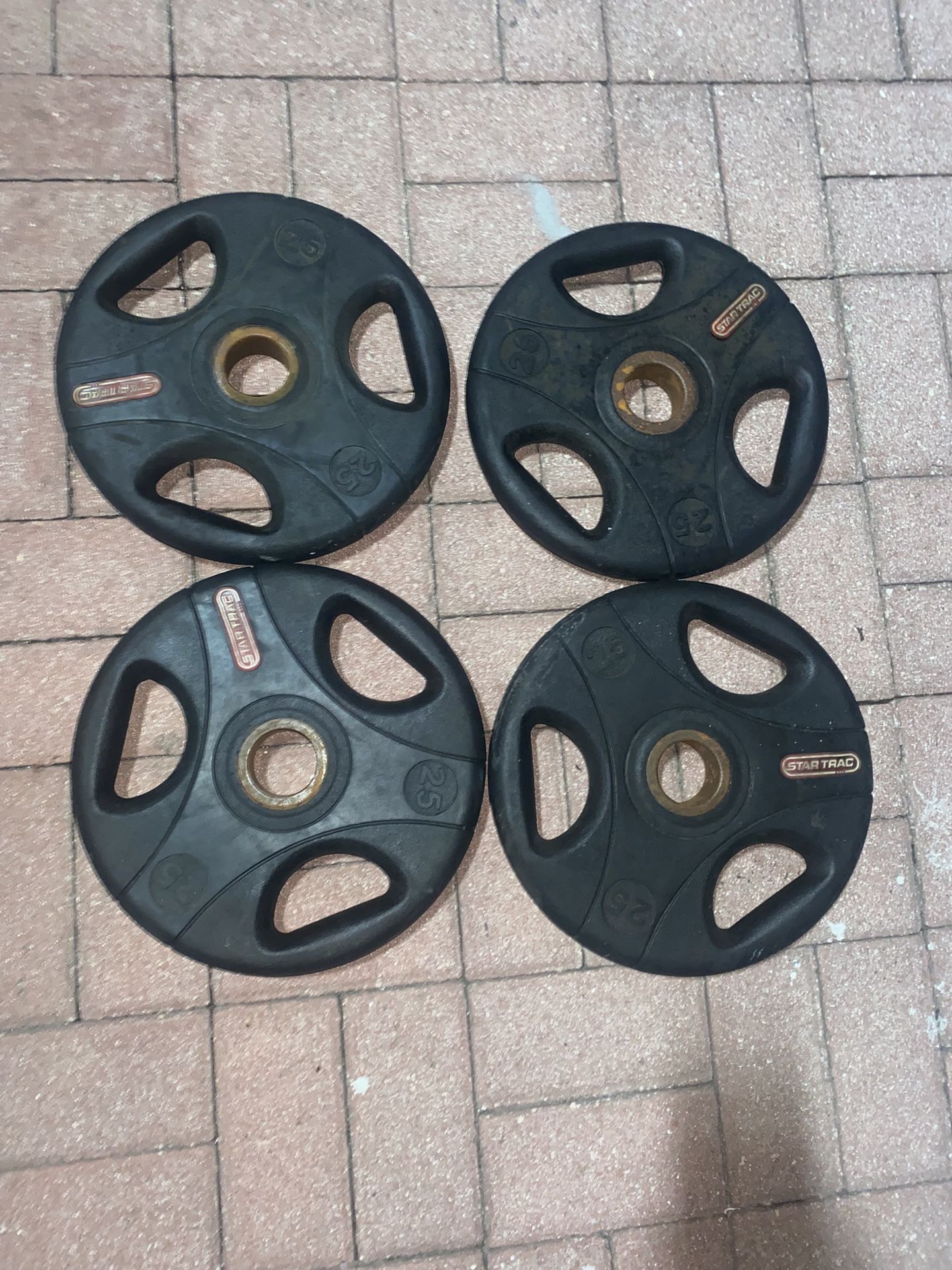 Set of 4 Rubber Coated Weight Plates 100lbs total  