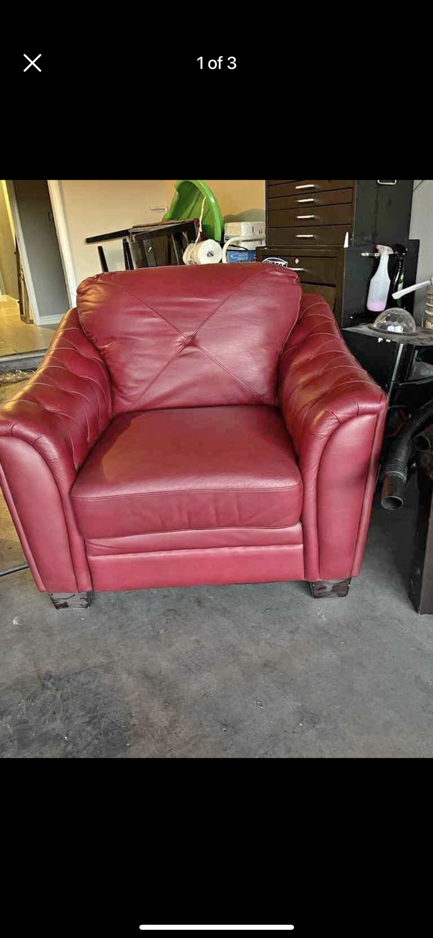 Red Leather Sofa Set Furniture