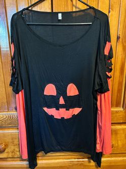 2XL Halloween Pumpkin Face Top