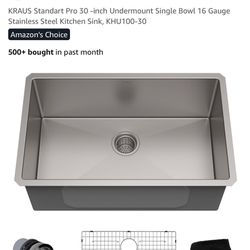 KRAUS Standart Pro 30 -inch Undermount Single Bowl 16 Gauge Stainless Steel Kitchen Sink