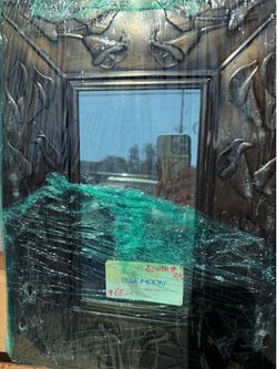 Tin embossed metal frame,  hand made, mirror