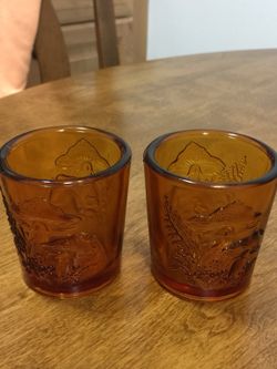 1970’s mushroom heavy glass mini candle holders