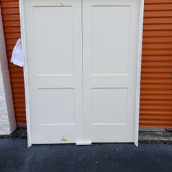 JELD-WEN 60-in x 80-in Primed Hollow Core 2-panel Universal Molded Composite Double Prehung Interior Door