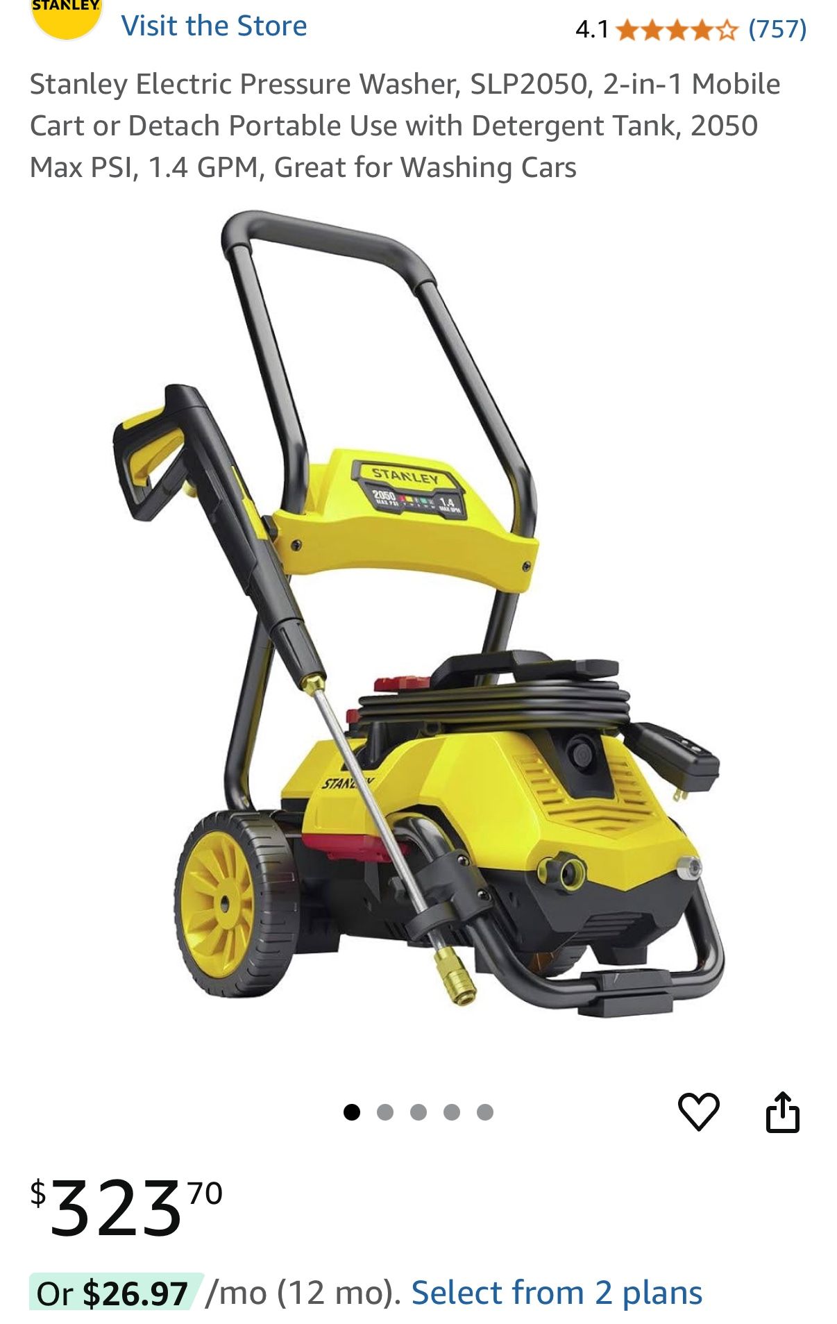 Stanley Electric Pressure Washer 2050 PSI 1.4GPM