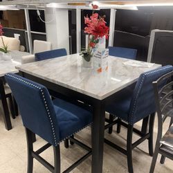 Black Or Blue Chairs Counter Height Table Set Dining Set 