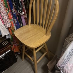 Set of 2 Wooden Swivel Barstools