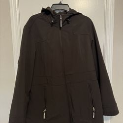 Free Country Brown Hooded Zip Up Jacket Size 1 X