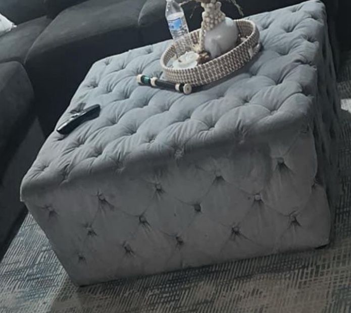 Velvet Upholstered Ottoman