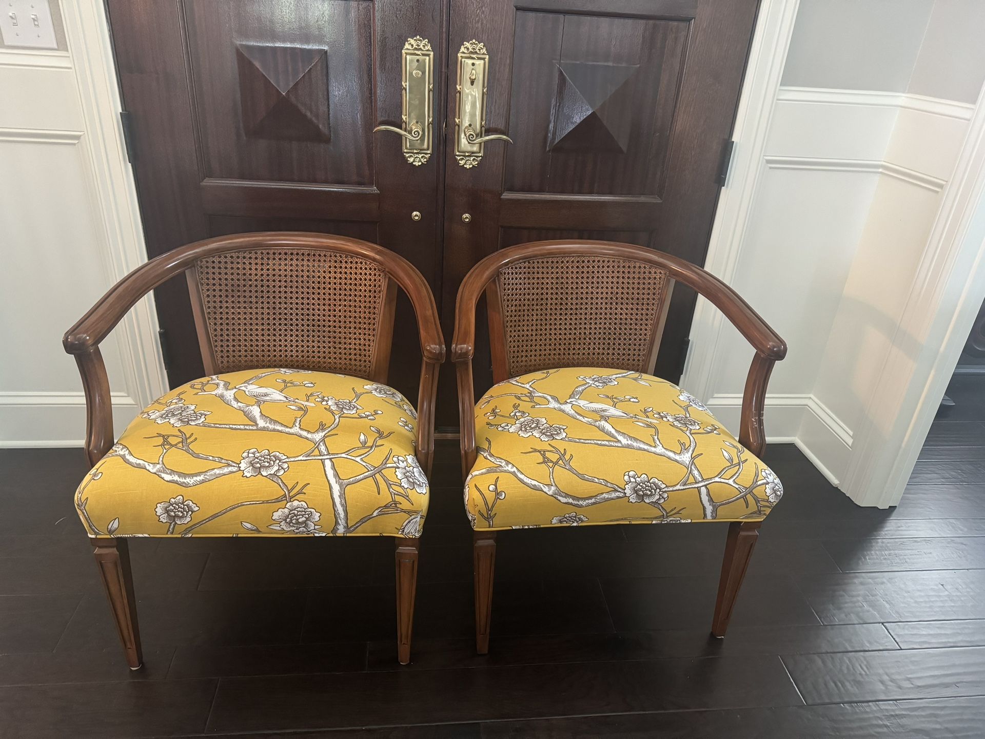 Cane Back Barrel Chairs