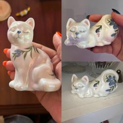 Vintage Fenton Set Of 2 Cats 