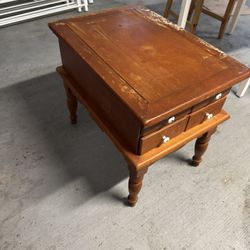 Small Wood Table with 2 Drawers 